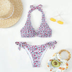 Damen Triangel-Bikini mit verspieltem Blumenmuster und komfortablen Schleifen