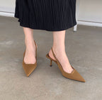Damen Slingback-Pumps mit Spitze und elastischem Riemendesign R&B