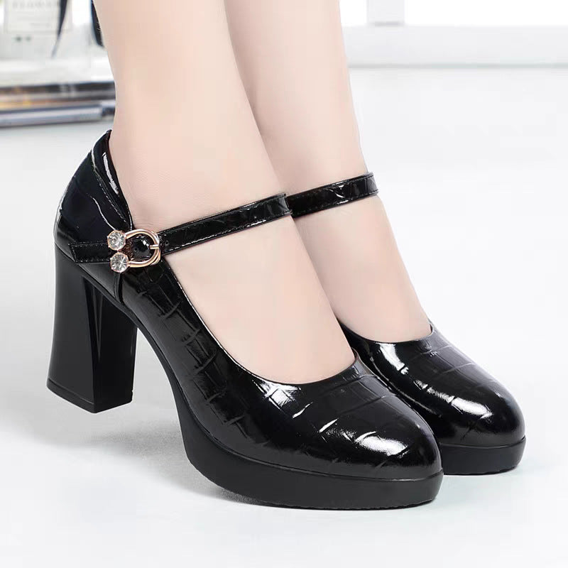 Damen Mary Jane Pumps mit Riemchen und elegantem Blockabsatz R&B