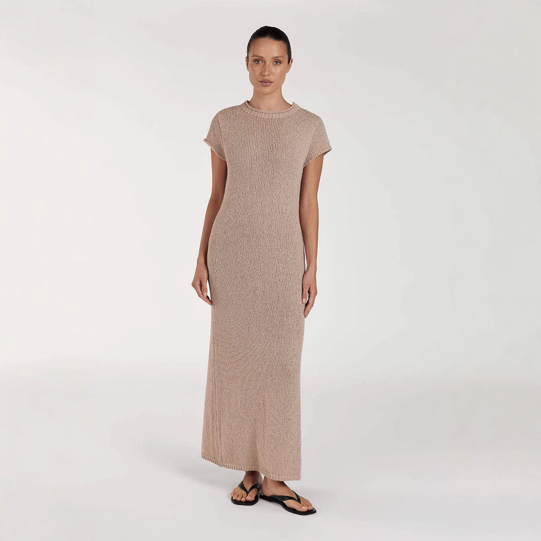 Damen Maxikleid mit strukturiertem Strickmuster und leichtem Gewicht R&B