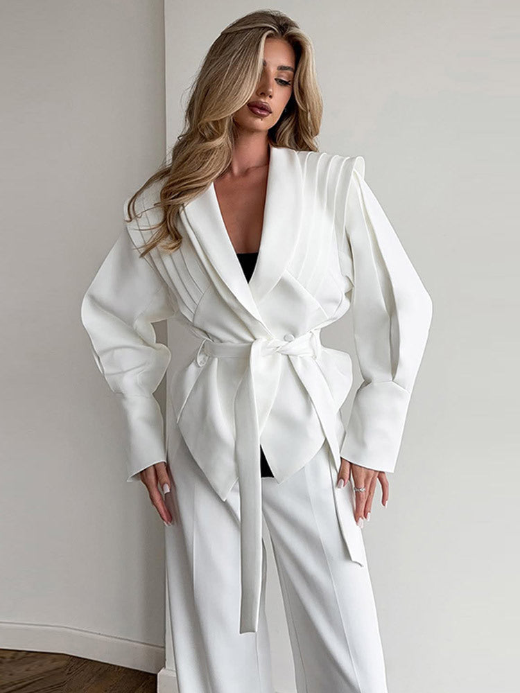 Damen Eleganter Blazer mit strukturierten Ärmeln R&B