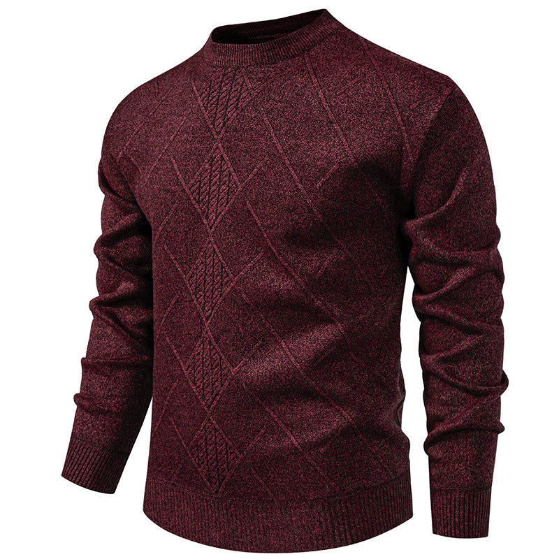 Herren Feiner Strickpullover mit strukturiertem Zopfmuster und Rundhalsausschnitt R&B
