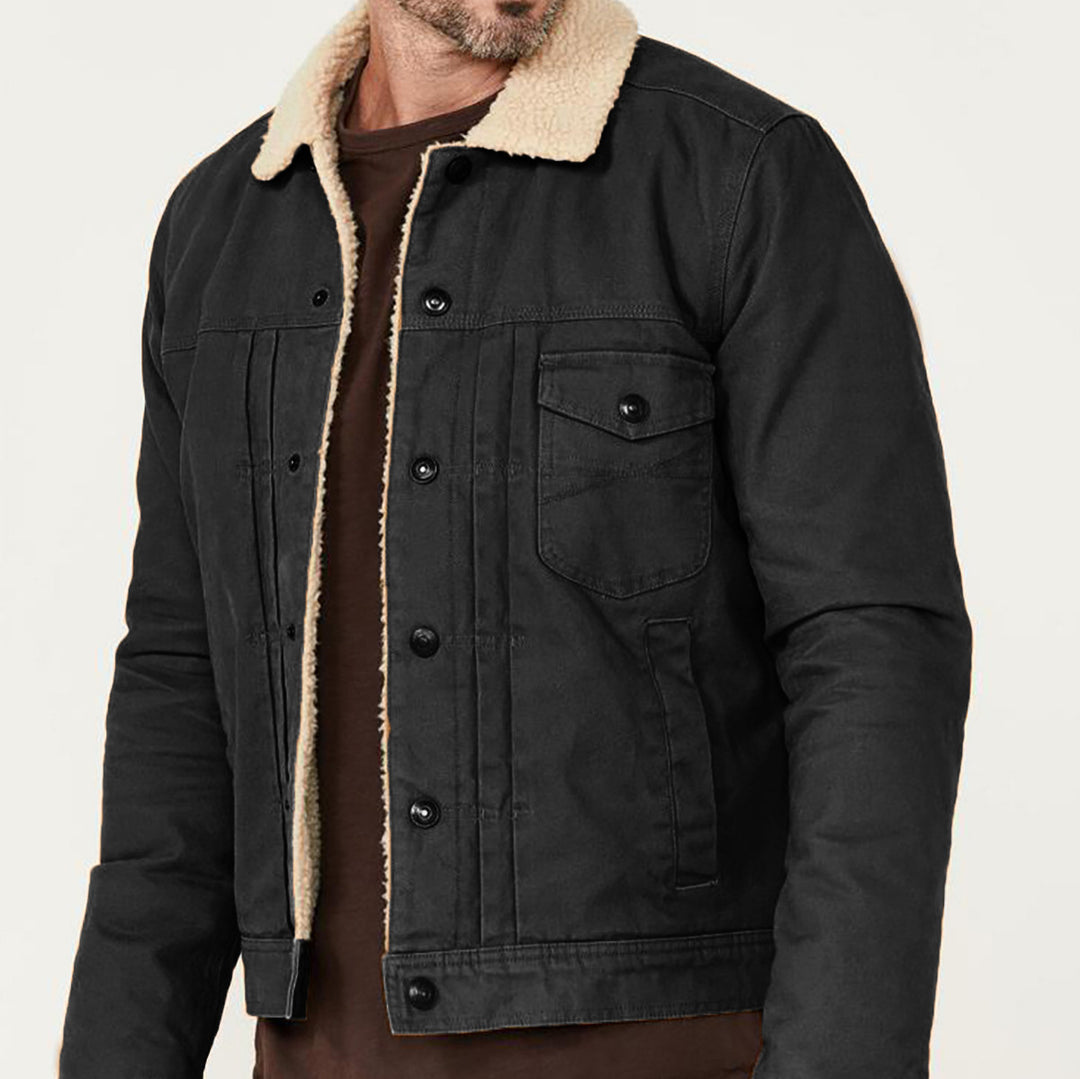 Herren Fleecegefütterte Denimjacke R&B