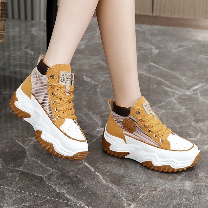 Damen hochgeschnittene Sneakers mit atmungsaktiver Netzstruktur und stoßdämpfendem Sohlenprofil R&B