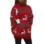 Damen Strickpullover mit festlichem Rentier-Motiv und hohem Kragen R&B