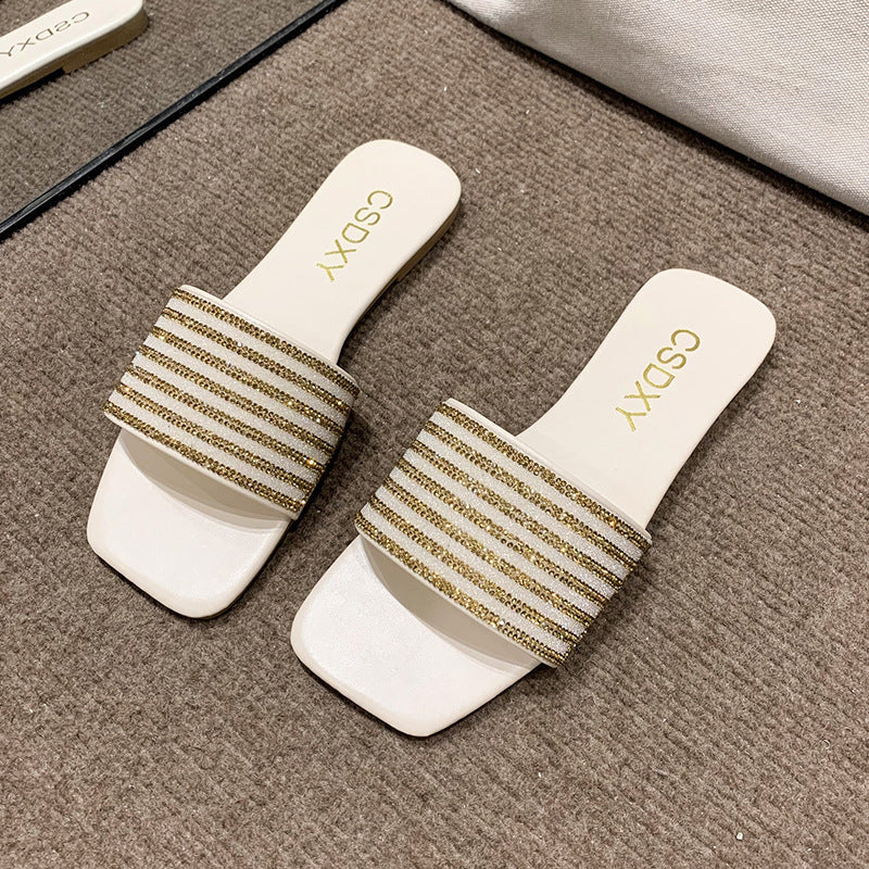 Damen Glamouröse Slipper mit dekorativer Strassverzierung R&B