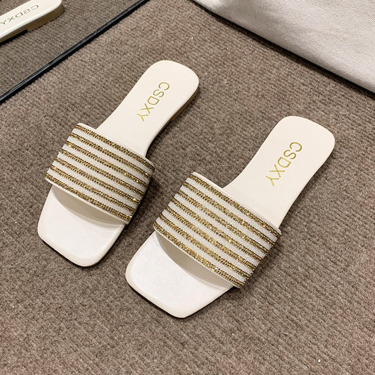Damen Glamouröse Slipper mit dekorativer Strassverzierung R&B