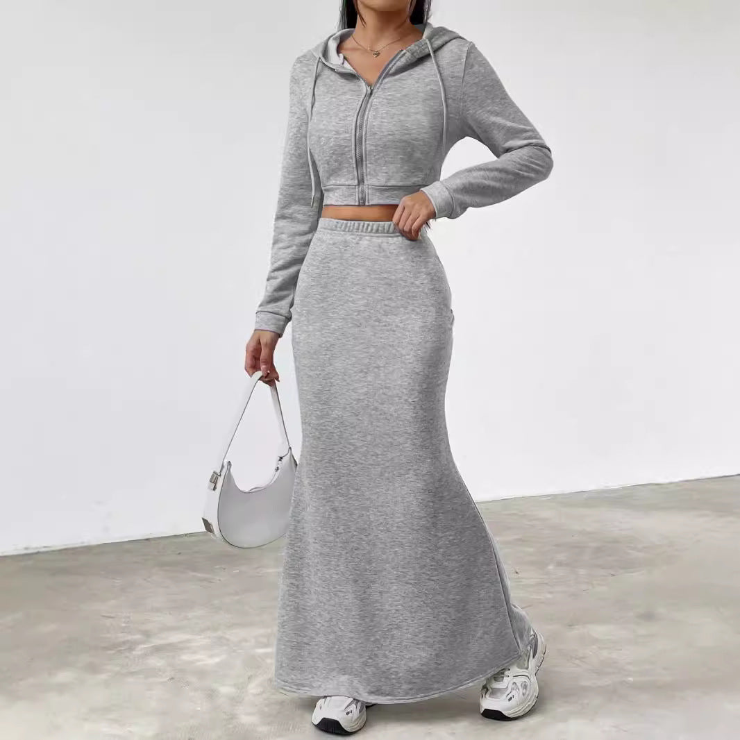 Damen Hoodie und Maxi-Rock Set R&B
