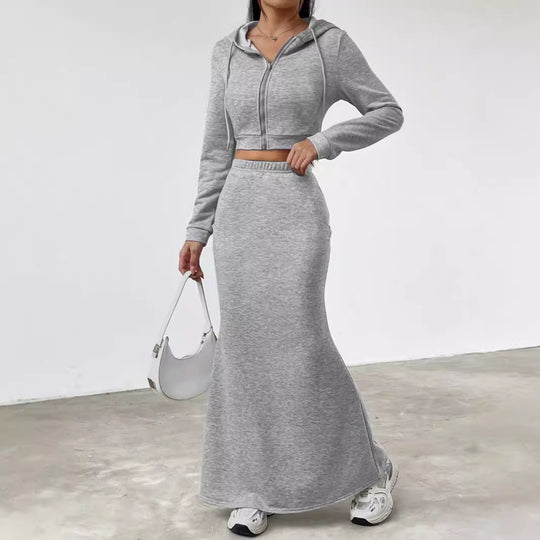Damen Hoodie und Maxi-Rock Set R&B