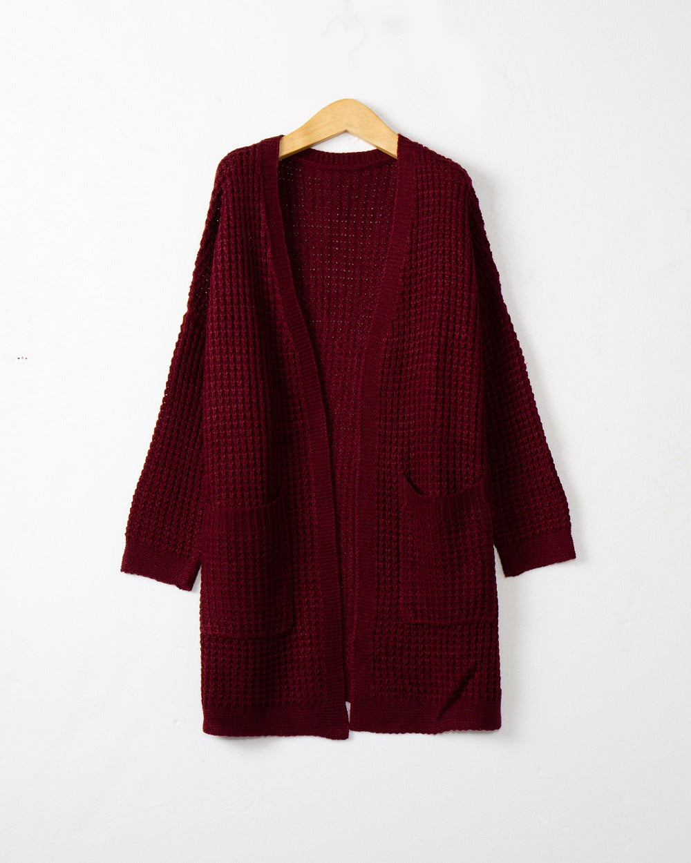Damen lässiger Strickcardigan mit Taschen und offenem Schnitt R&B