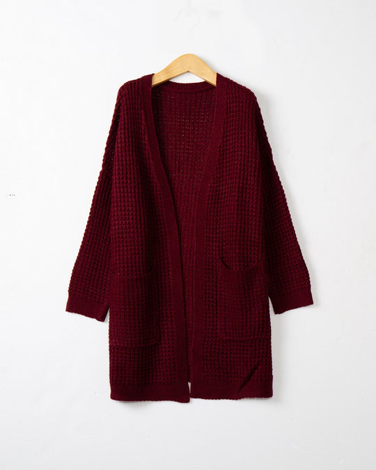 Damen lässiger Strickcardigan mit Taschen und offenem Schnitt R&B