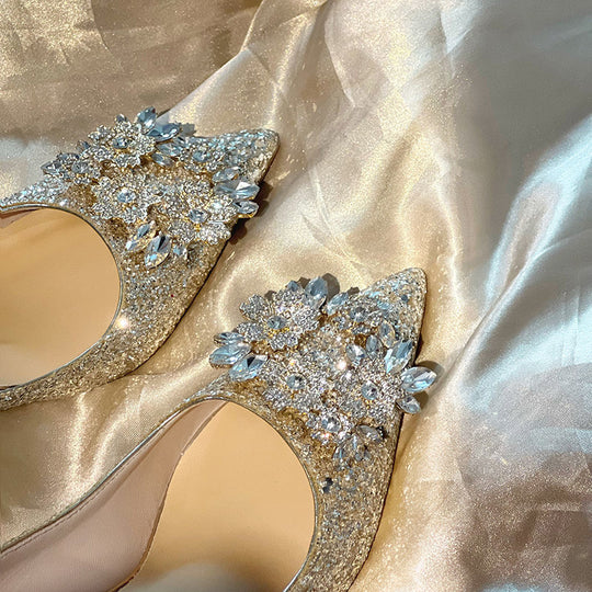 Damen Glänzende Stilettos mit Ziersteinverzierung R&B