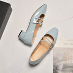 Damen Elegante Ballerinas mit schickem Riemchenverschluss und komfortablem Blockabsatz