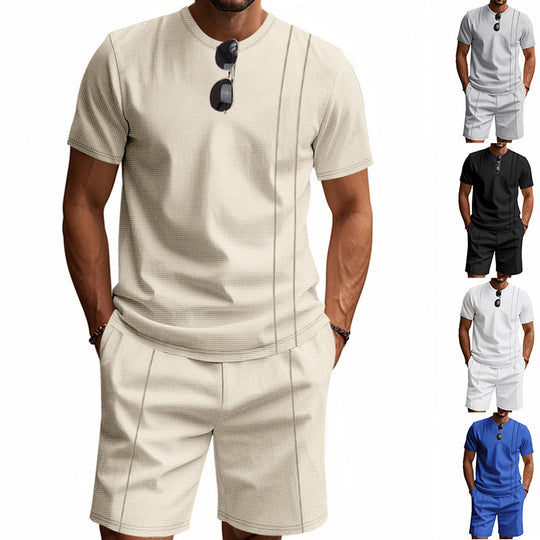 Herren Sportliches Kurzarm- und Shorts-Set aus atmungsaktivem Material R&B