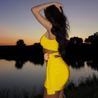 Damen Figurbetontes Wickelkleid mit asymmetrischem Schnitt und Blumenapplikation R&B
