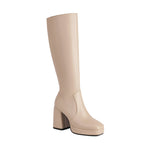 Leder-Plateau-Stiefel mit Blockabsatz - Ursula R&B