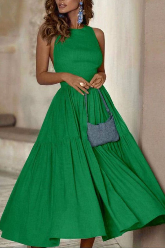 Damen Elegantes Langarmkleid mit bodenlangem Rock und raffinierten Falten R&B