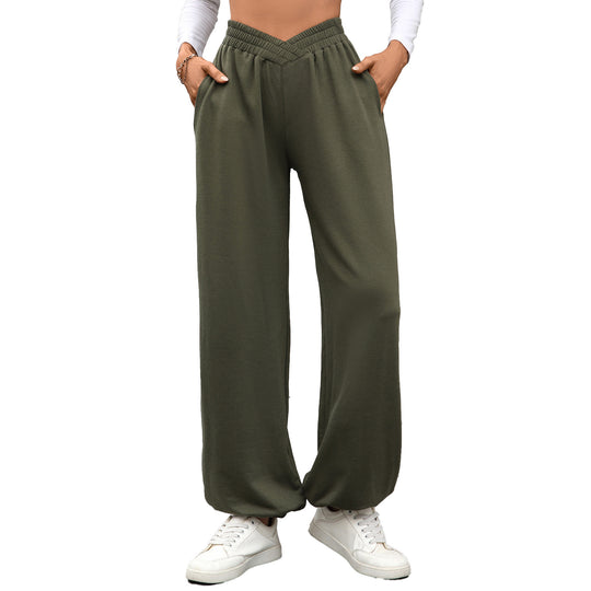 Damen bequeme Palazzo-Hose mit elastischem Bund und Seitentaschen R&B