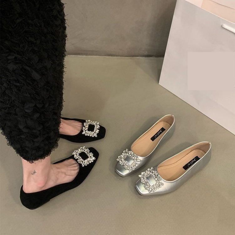 Damen elegante Ballerinas mit funkelnder Schmuckapplikation R&B