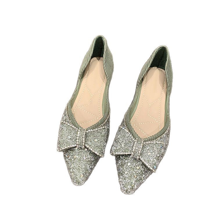 Damen elegante Ballerinas mit funkelndem Schleifendetail R&B