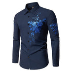 Herren Langarmhemd mit floralem Stickdesign R&B