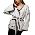 Damen Komfortabler Strickmantel mit Gürtel und praktischen Taschen R&B