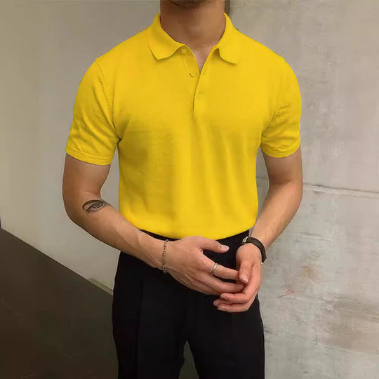 Herren Polo-Shirt aus atmungsaktiver Baumwolle mit elegantem Kragen R&B