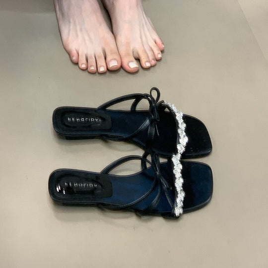 Damen elegante Sandalen mit funkelndem Schmuckdetail R&B
