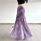Damen Maxi-Rock mit floralem Design und asymmetrischem Schnitt R&B