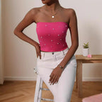Damen Bandeau-Top mit eleganten Perlenapplikationen R&B