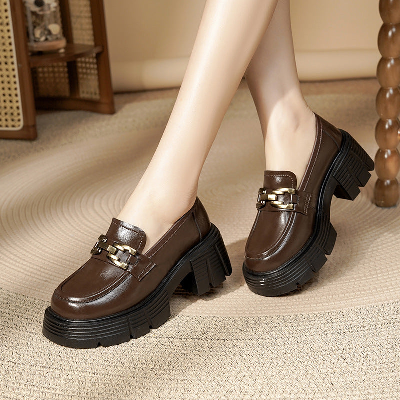 Damen Chunky Loafers mit luxuriösem Goldschmuckdetail und rutschfester Sohle R&B