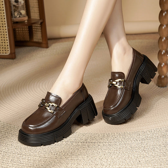 Damen Chunky Loafers mit luxuriösem Goldschmuckdetail und rutschfester Sohle R&B