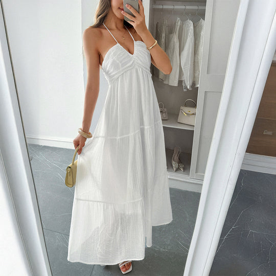 Damen Maxidress mit elegantem Rüschendesign und verstellbaren Spaghettiträgern R&B