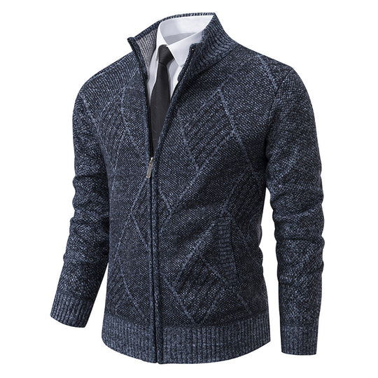 Herren Grobstrickjacke mit dekorativem Zipper und praktischen Taschen R&B