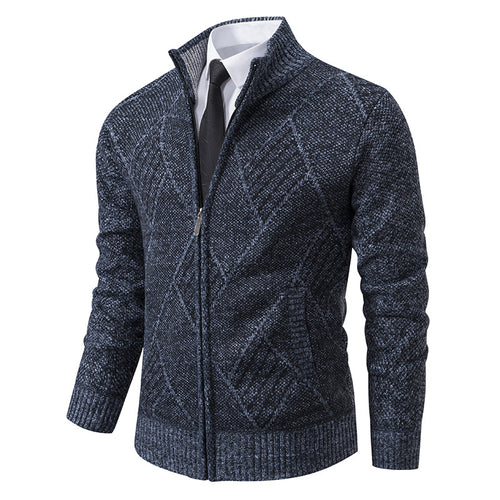 Herren Grobstrickjacke mit dekorativem Zipper und praktischen Taschen R&B