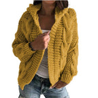 Damen Strickjacke mit voluminösem Zopfmuster und lässigem Schnitt R&B