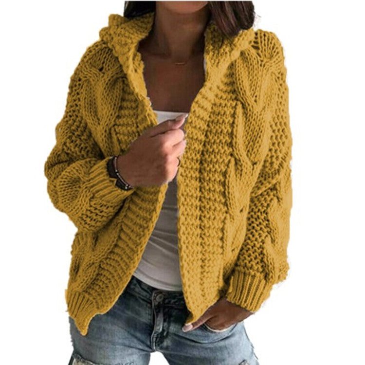 Damen Strickjacke mit voluminösem Zopfmuster und lässigem Schnitt R&B