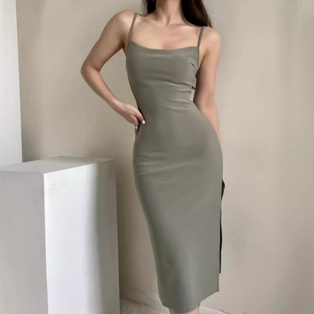 Damen langes Abendkleid mit elegantem Schlitz R&B