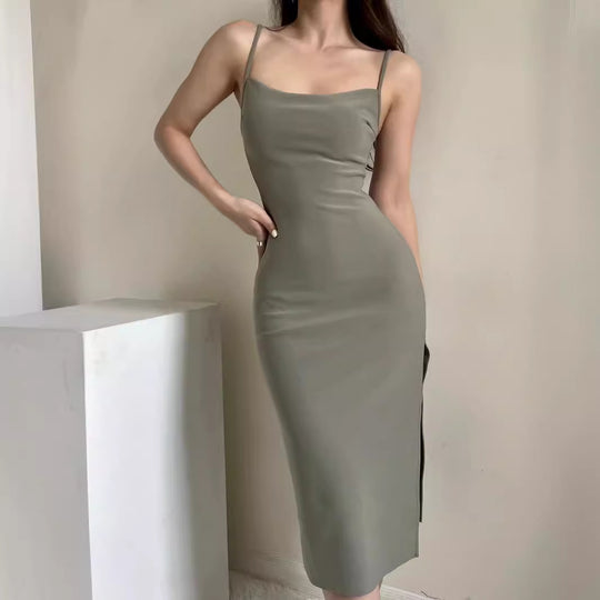 Damen langes Abendkleid mit elegantem Schlitz R&B