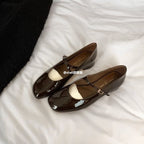 Damen Elegante Ballerinas mit verstellbarem Riemen und luxuriösem Glanz