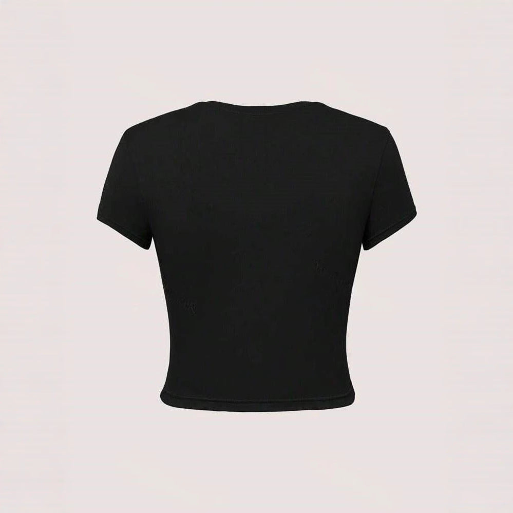 Damen lässiges Crop-T-Shirt mit kreativem Grafikdesign R&B