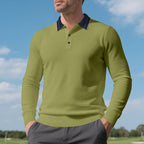 Herren Langarm Poloshirt mit raffiniertem Kragen und modischen Akzenten R&B