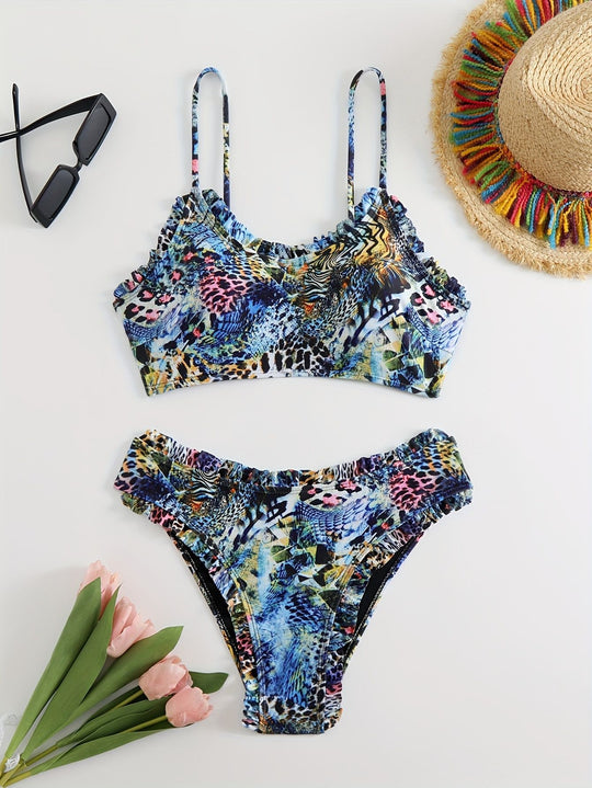 Damen Bunte Bikini Oberteil und Unterteil R&B