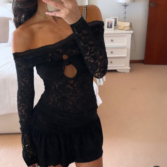 Damen Strandkleid mit zarten Spitzenakzenten und verführerischer Schnürung R&B