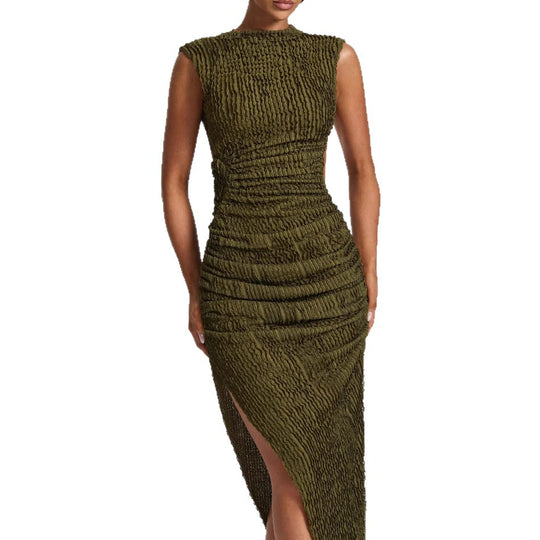 Damen figurbetontes Maxikleid mit extravagantem Rücken-Design und raffinierten Drapierungen R&B