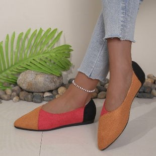 Damen Ballerinas mit spitz zulaufender Sohle und modischem Farbkontrast R&B