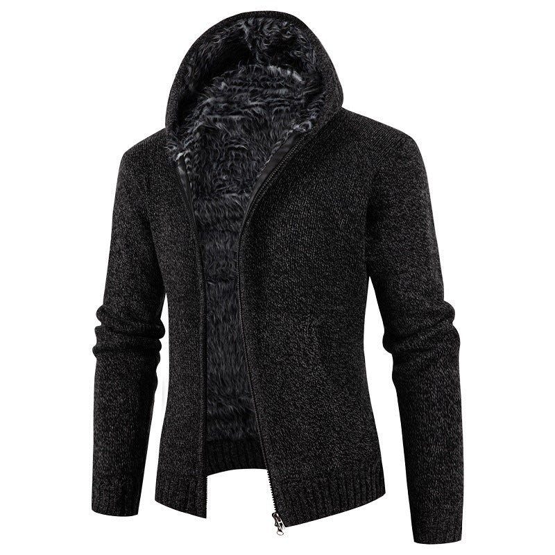 Herren kuschelige Strickjacke mit hohem Kragen und praktischen Taschen R&B