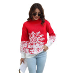 Damen Grobstrickpullover mit festlichem Schneeflocken-Motiv und lässigem Schnitt R&B