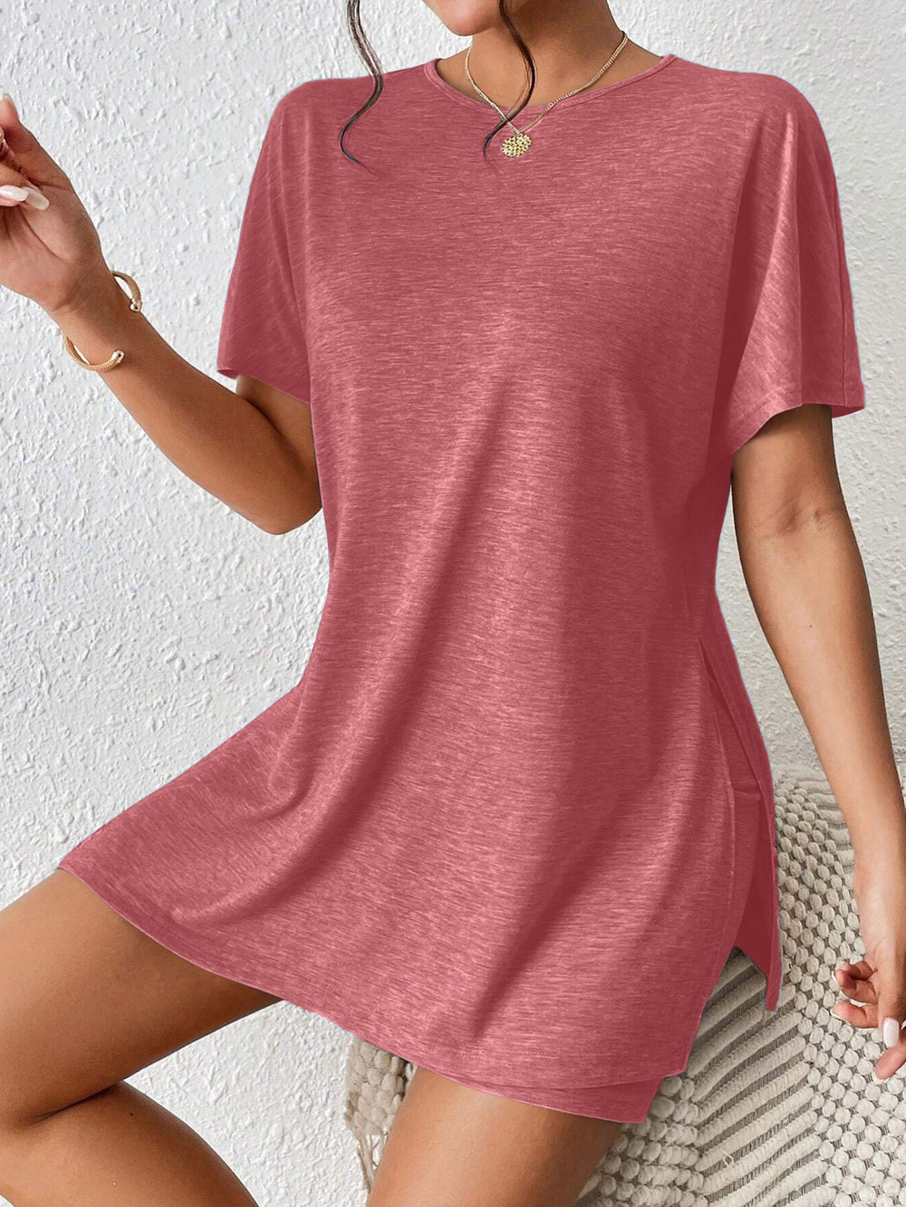Damen lässiges T-Shirt und Shorts-Set mit hochwertiger Jersey-Qualität R&B