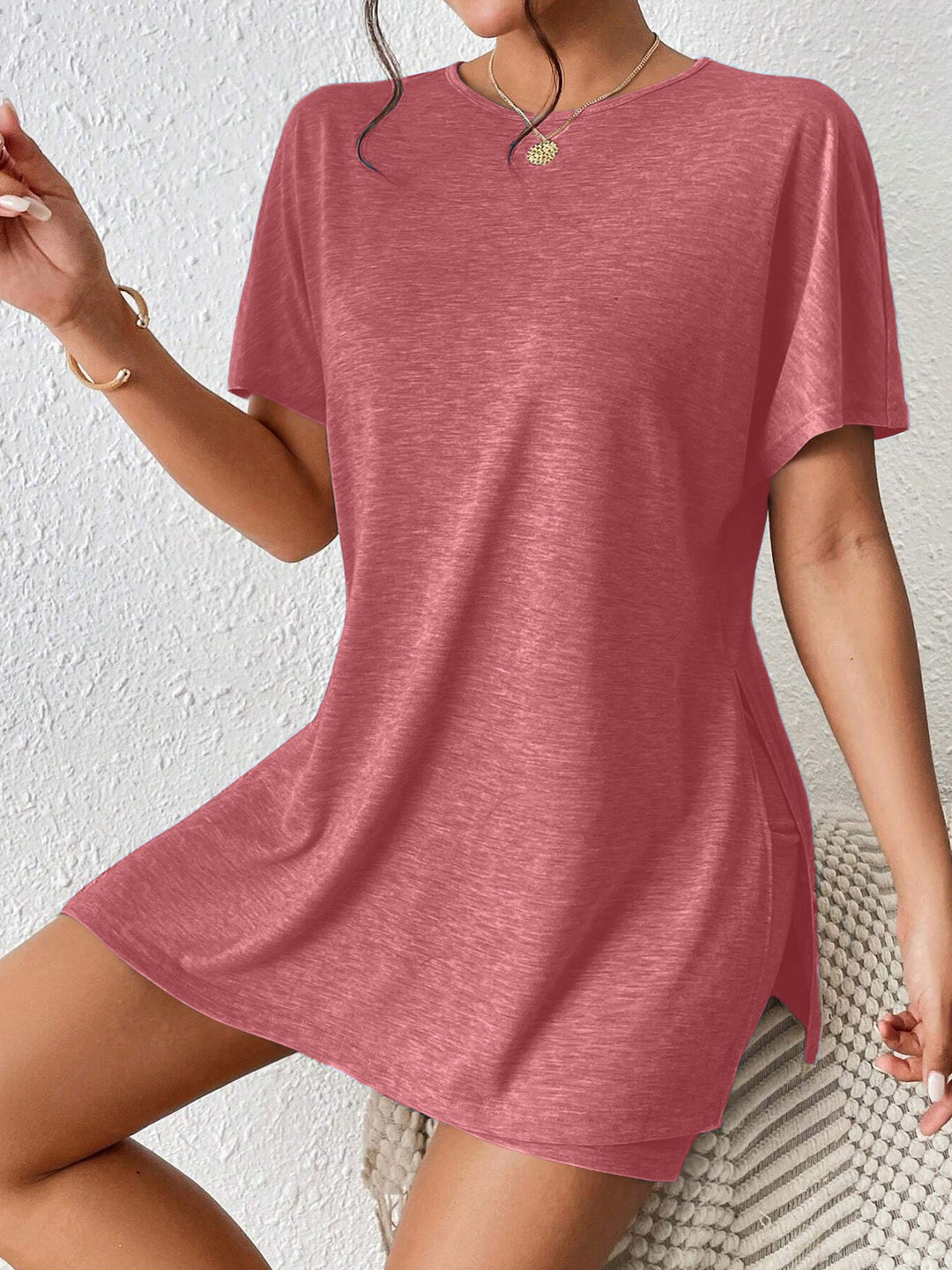 Damen lässiges T-Shirt und Shorts-Set mit hochwertiger Jersey-Qualität R&B